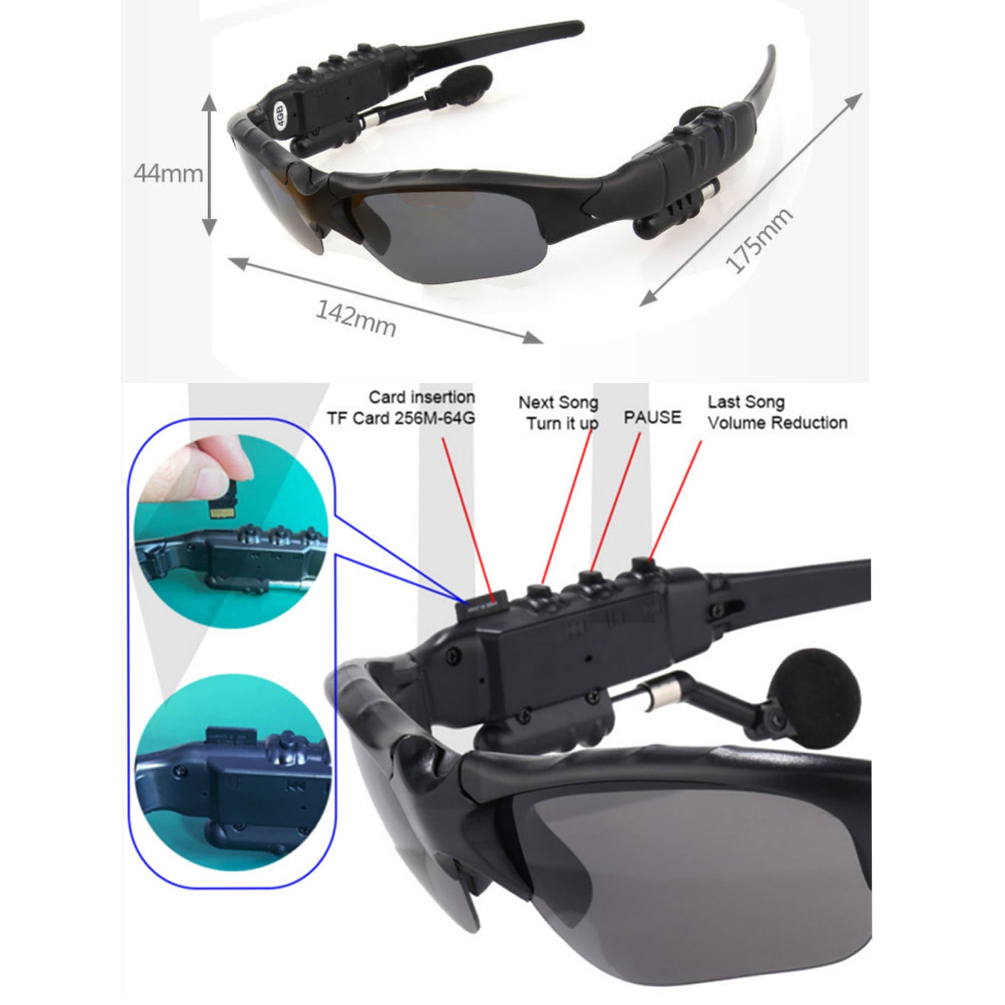 Gafas de sol + auriculares bluetooth