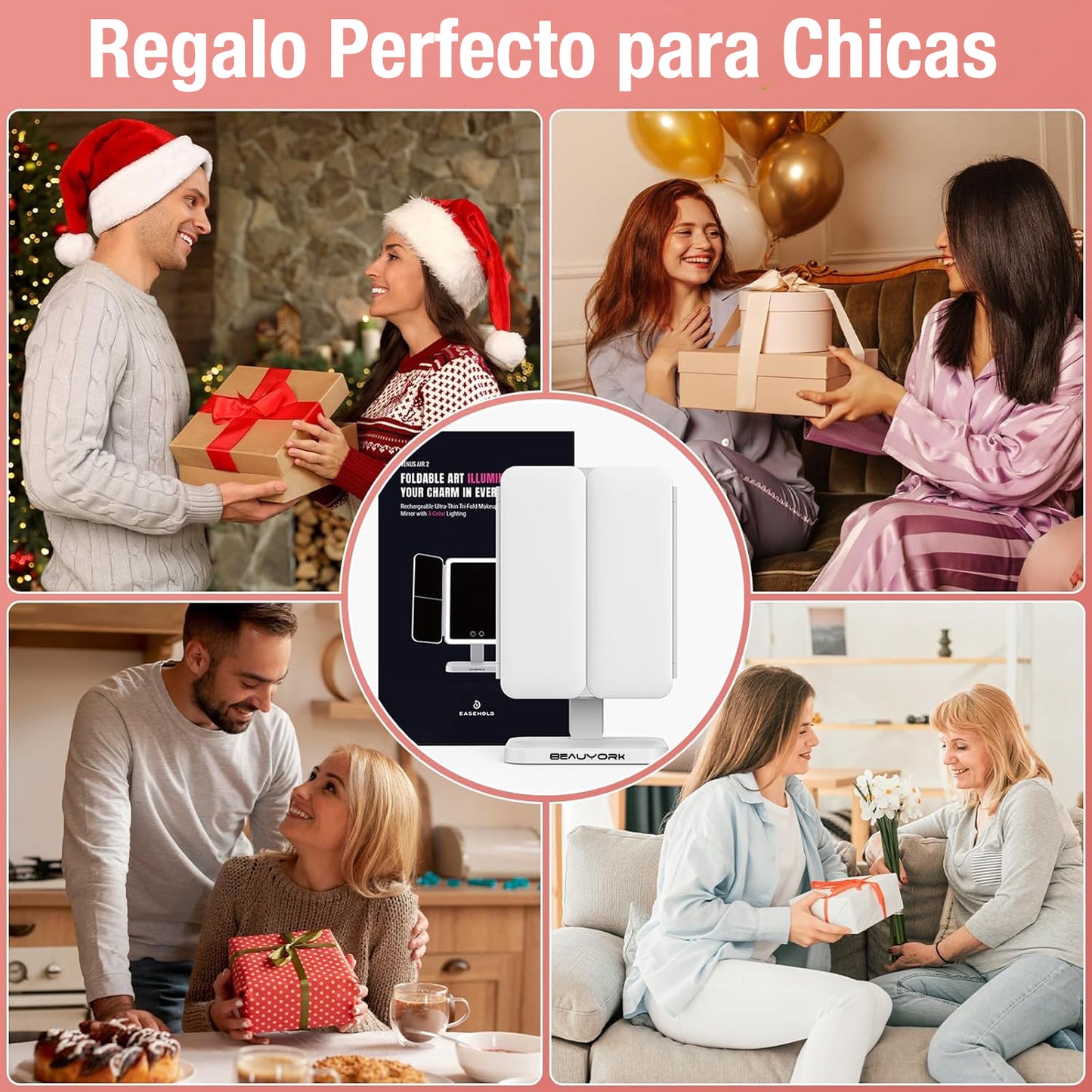 Espejo de maquillaje con luz led Recargable