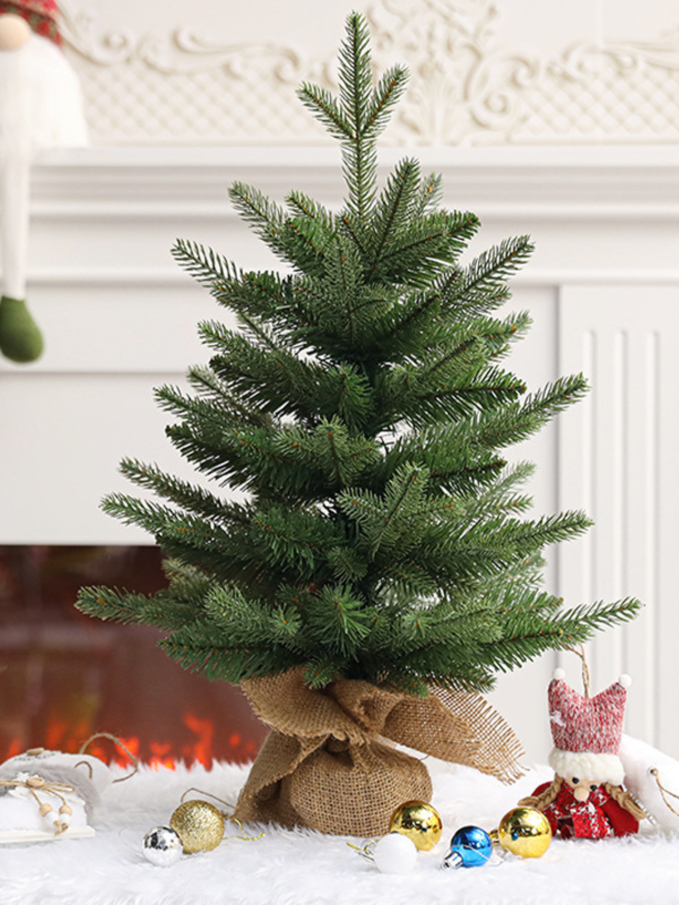 Árbol de Navidad Artificial 70CM, Árbol de Navidad Nevado y Tradicional Decoración para Hogar y Oficina