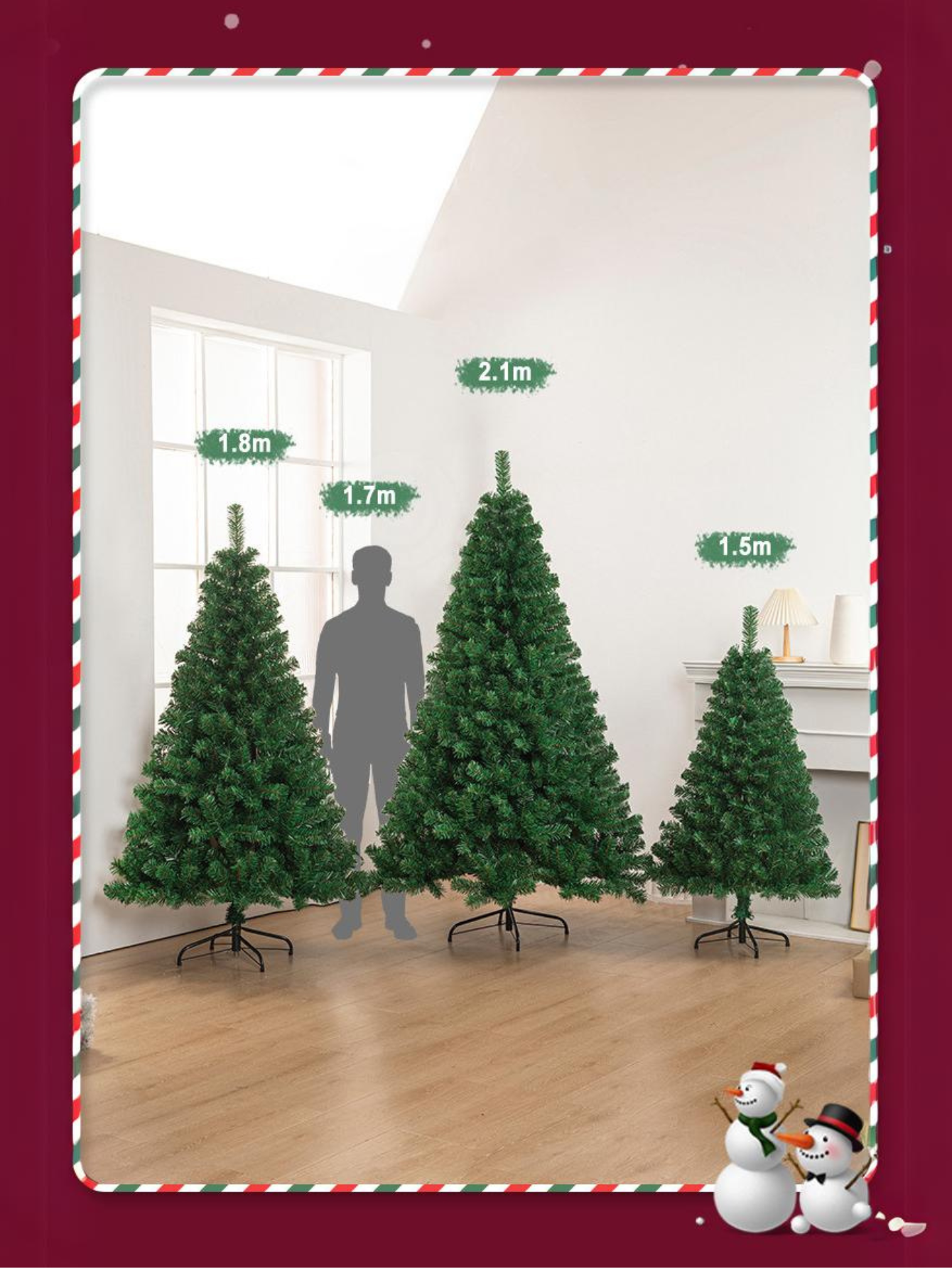 Árbol de Navidad Tradicional Artificial, Árbol de Navidad Verde 1.8M y 2.1M