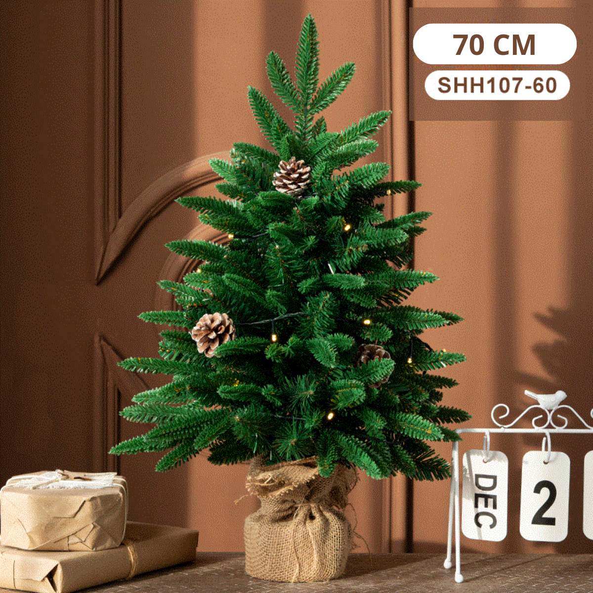 Árbol de Navidad Artificial 70CM, Árbol de Navidad Nevado y Tradicional Decoración para Hogar y Oficina