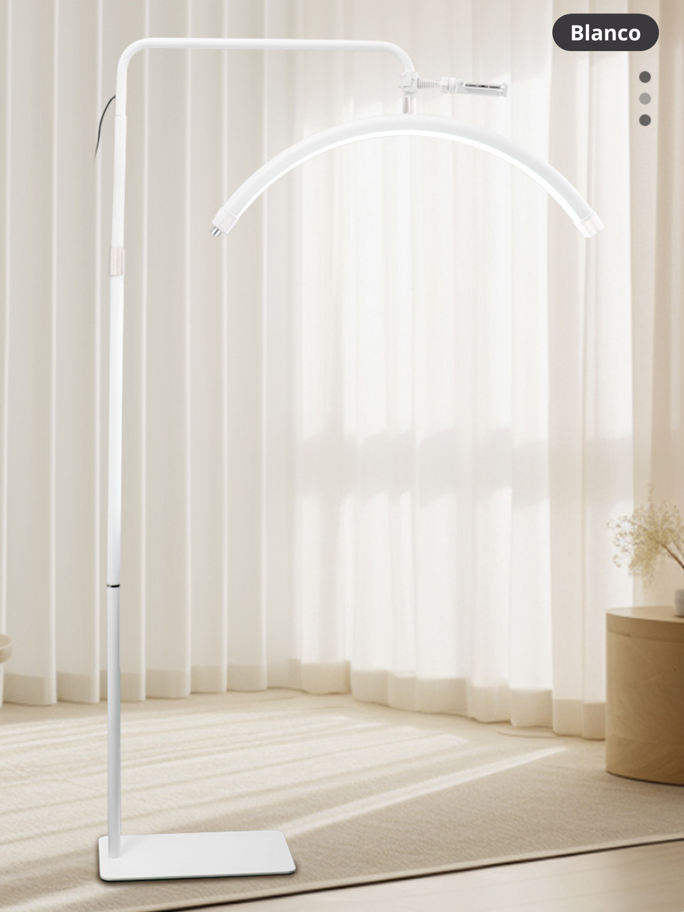 Lámpara de Pie Ajustable para Extensiones de Pestañas, Luz de Media Luna con Control Remoto