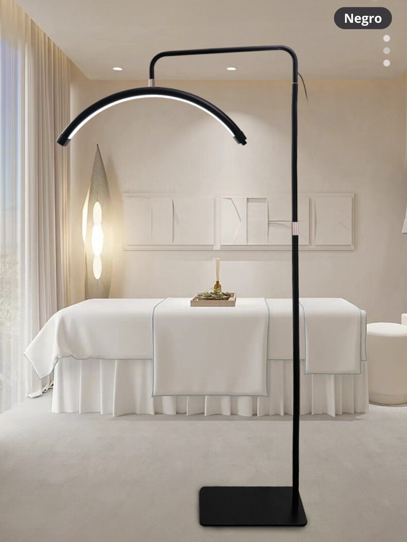 Lámpara de Pie Ajustable para Extensiones de Pestañas, Luz de Media Luna con Control Remoto