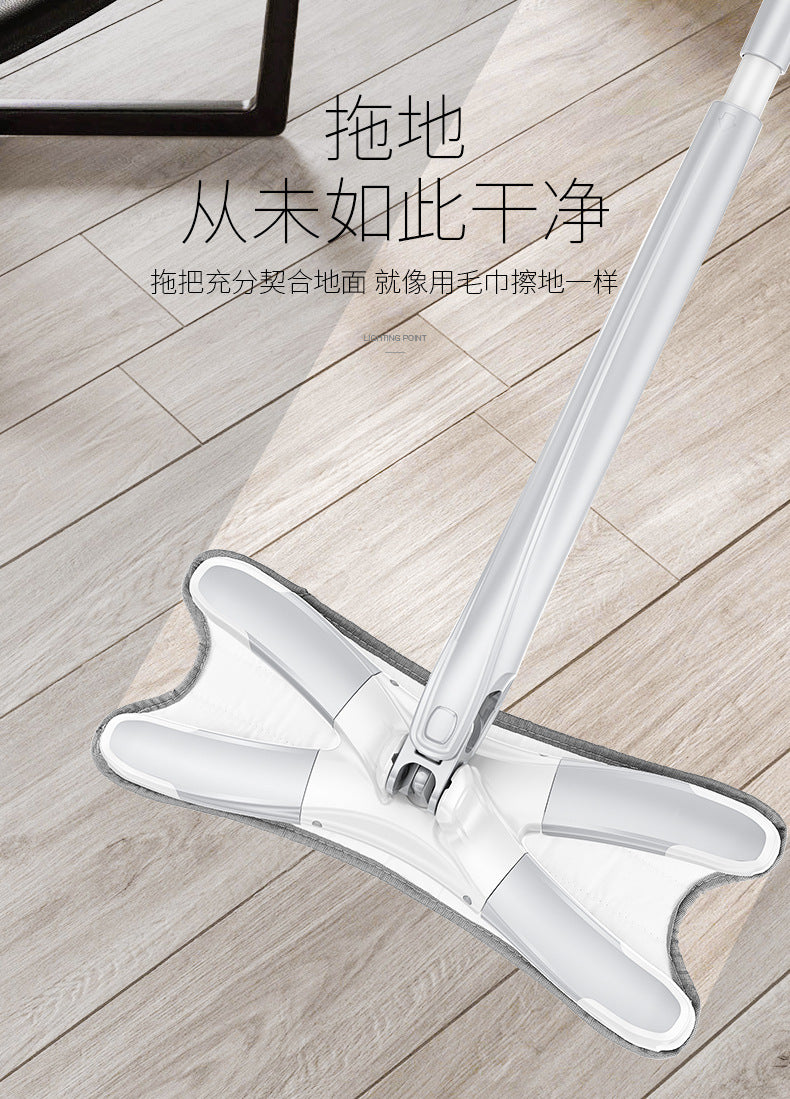 Trapeador blanco, mopa de microfibra para limpieza de madera dura, mopa húmeda giratoria de 360 grados, color blanco