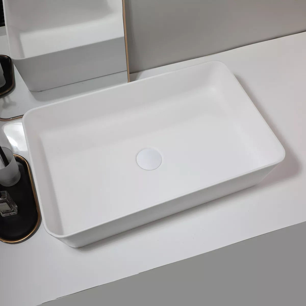 Lavabo sobre encimera rectangular