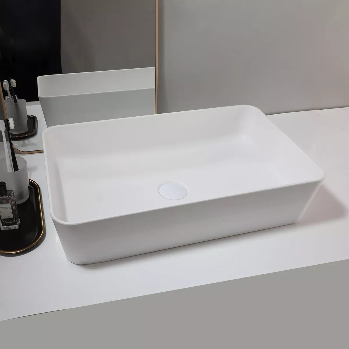Lavabo sobre encimera rectangular