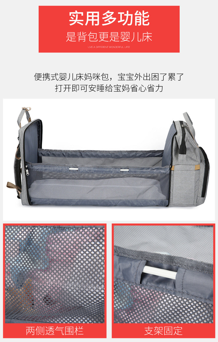 Mochila Pañalera Multifuncional,Bolsa de Aislamiento Impermeable de Gran Capacidad Mejorada,Múltiples Compartimentos de Almacenamiento,Cuna Convertible