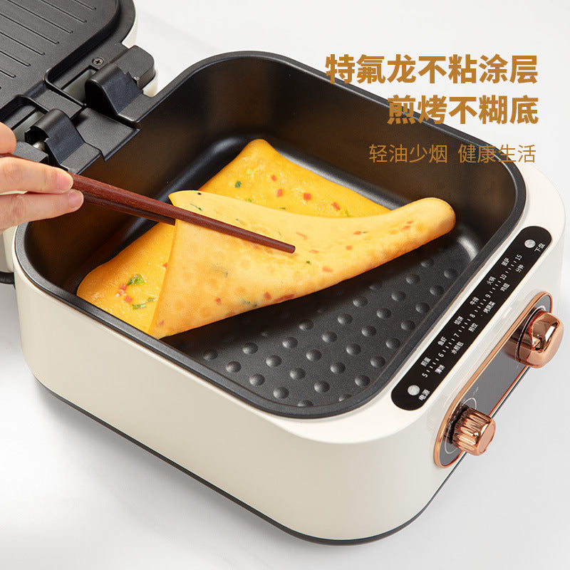 Plancha eléctrica para horno de Pizza y panqueques, sartén con calefacción de doble cara para hacer crepes profundos, parrilla para barbacoa, olla caliente