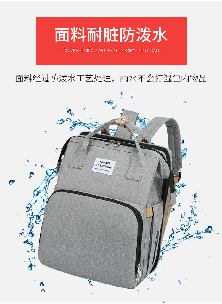 Mochila Pañalera Multifuncional,Bolsa de Aislamiento Impermeable de Gran Capacidad Mejorada,Múltiples Compartimentos de Almacenamiento,Cuna Convertible