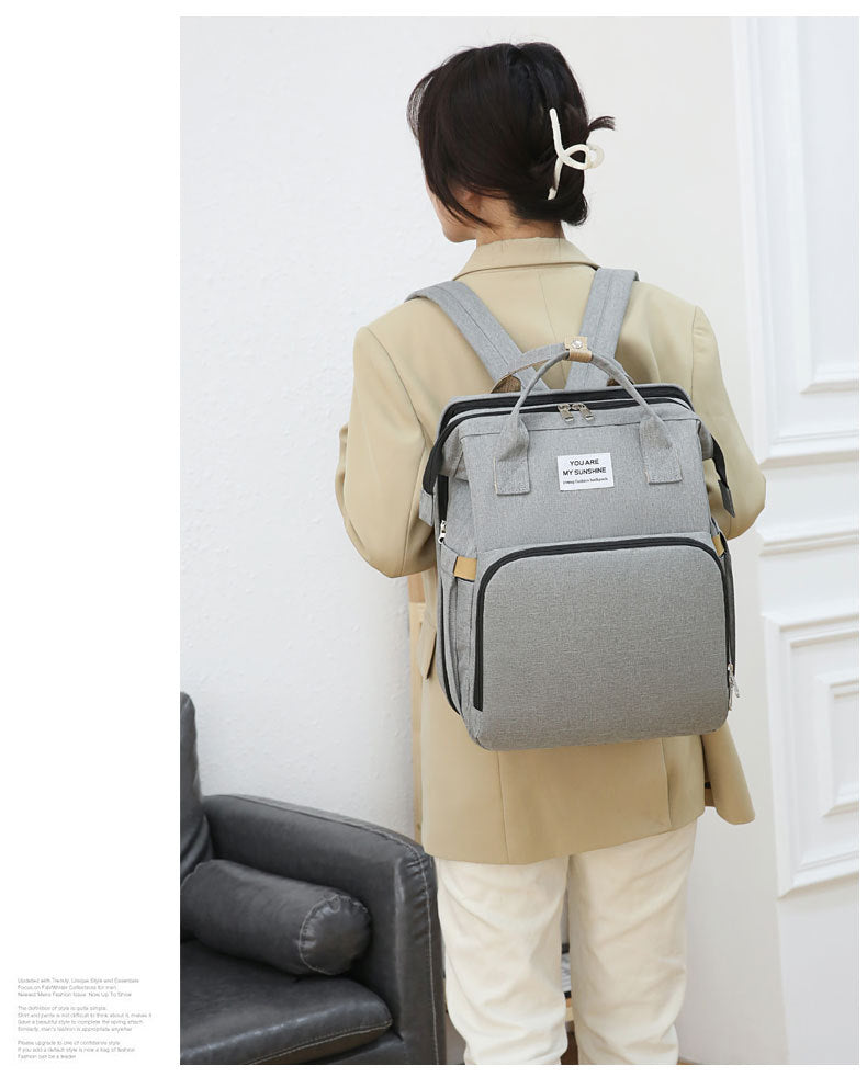 Mochila Pañalera Multifuncional,Bolsa de Aislamiento Impermeable de Gran Capacidad Mejorada,Múltiples Compartimentos de Almacenamiento,Cuna Convertible