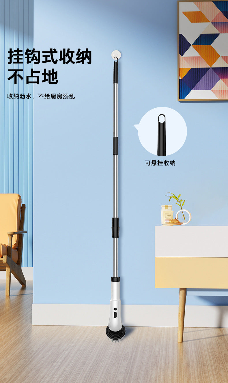 Cepillo de limpieza eléctrico 7 en 1cepillo para polvo de limpieza inalámbrico 8 en 1, cepillo para polvo de limpieza eléctrico de 2 velocidades ajustables con 8 cabezales de cepillo para polvo reemplazables