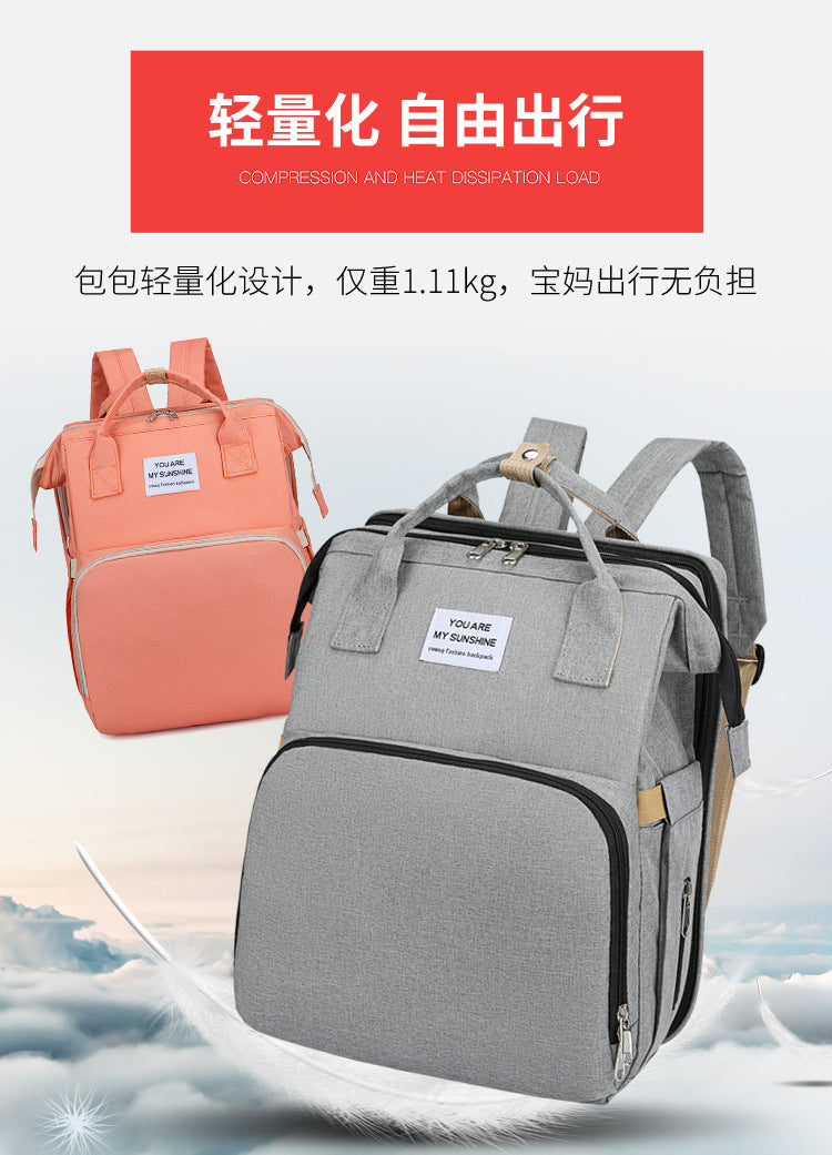 Mochila Pañalera Multifuncional,Bolsa de Aislamiento Impermeable de Gran Capacidad Mejorada,Múltiples Compartimentos de Almacenamiento,Cuna Convertible