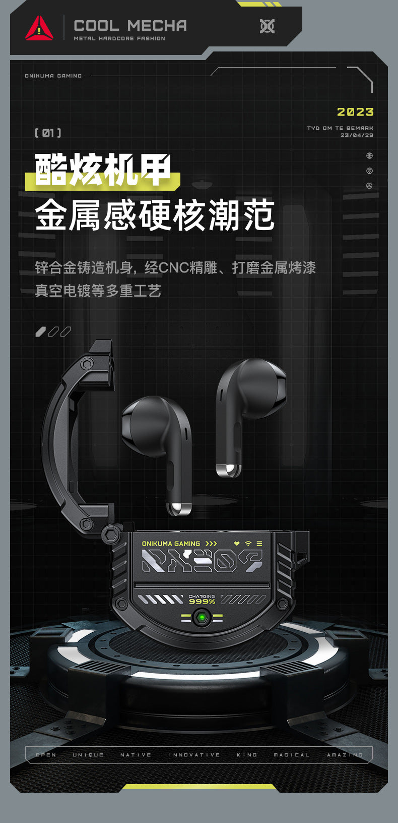 Auriculares Gaming ONIKUMA T309 Diseño de Aleación de Aluminio Bluetooth Con Sonido de Baja Latencia