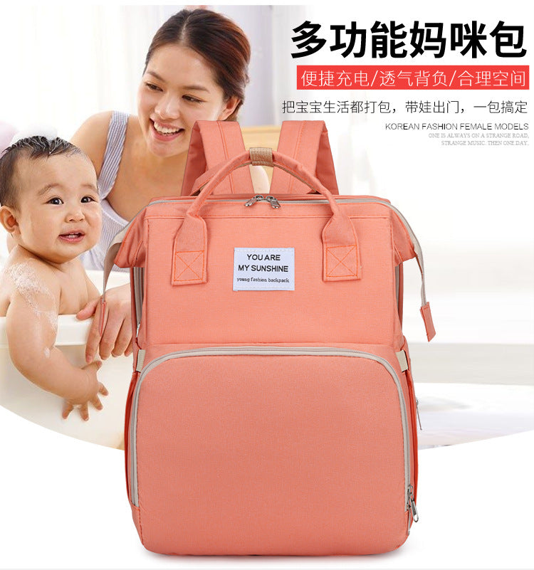 Mochila Pañalera Multifuncional,Bolsa de Aislamiento Impermeable de Gran Capacidad Mejorada,Múltiples Compartimentos de Almacenamiento,Cuna Convertible