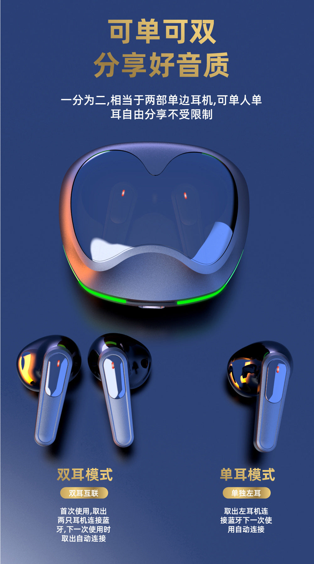 PRO60 E-Sports Bluetooth Auriculares Gaming TWS Baja Latencia Graves Pesados Sonido Estéreo