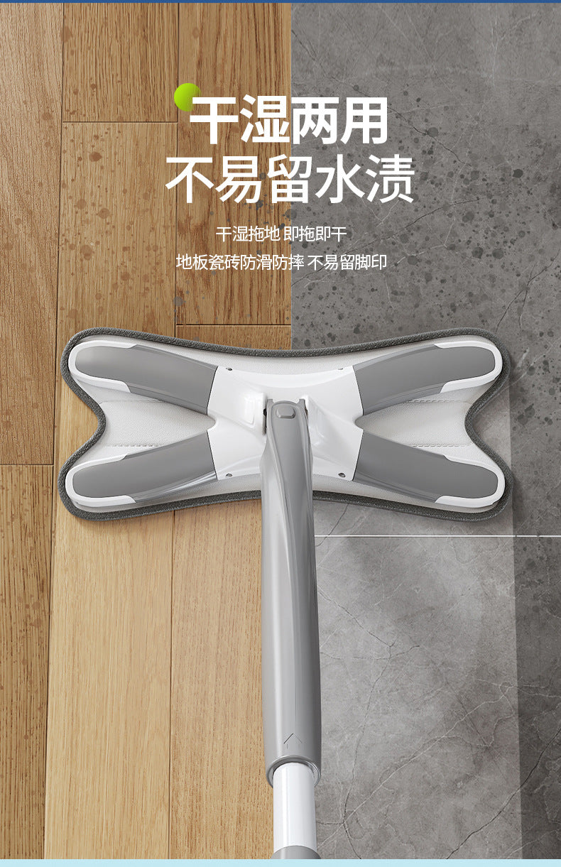 Trapeador blanco, mopa de microfibra para limpieza de madera dura, mopa húmeda giratoria de 360 grados, color blanco