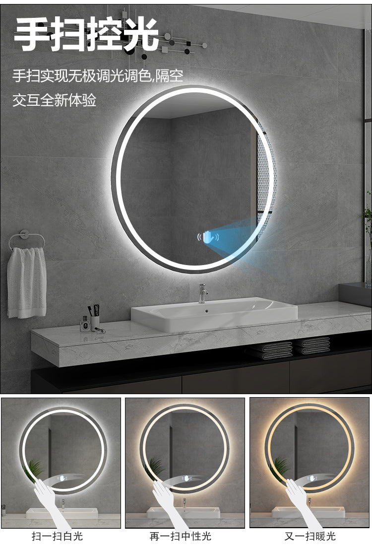 Espejo de Maquillaje de Tocador Grande con Luces, 3 Modos de Iluminación de Color Espejo de Maquillaje Redondo Iluminado con Control Táctil LED de Atenuación