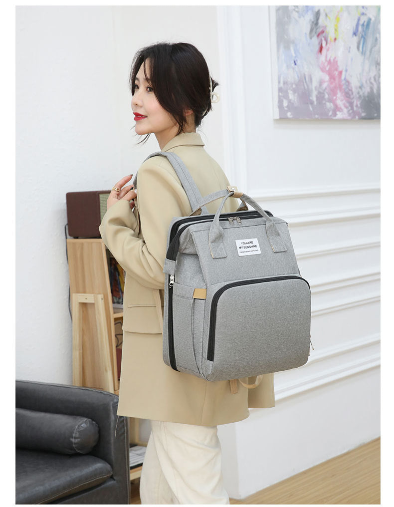 Mochila Pañalera Multifuncional,Bolsa de Aislamiento Impermeable de Gran Capacidad Mejorada,Múltiples Compartimentos de Almacenamiento,Cuna Convertible