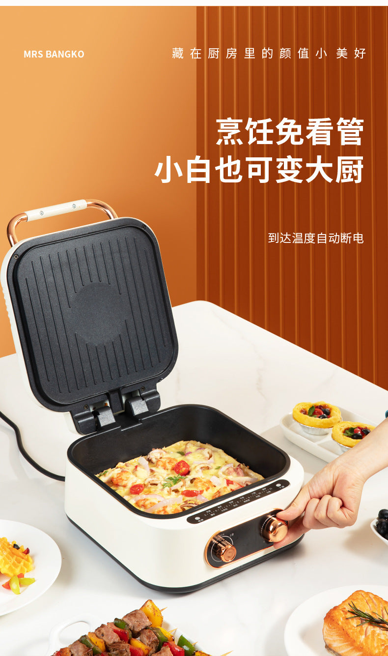 Plancha eléctrica para horno de Pizza y panqueques, sartén con calefacción de doble cara para hacer crepes profundos, parrilla para barbacoa, olla caliente