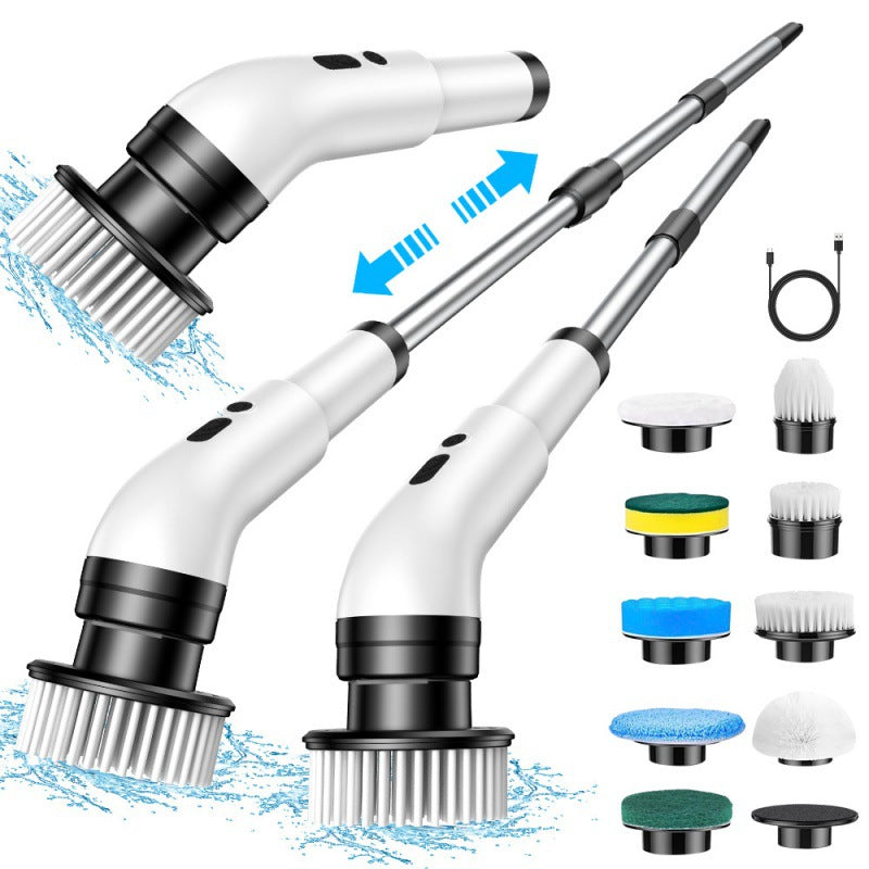 Cepillo de limpieza eléctrico 7 en 1cepillo para polvo de limpieza inalámbrico 8 en 1, cepillo para polvo de limpieza eléctrico de 2 velocidades ajustables con 8 cabezales de cepillo para polvo reemplazables