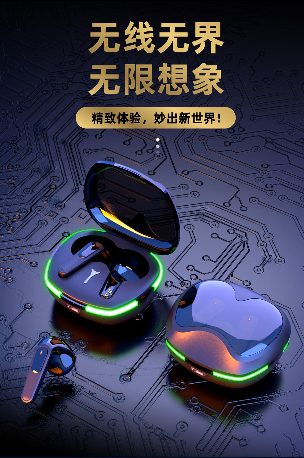 PRO60 E-Sports Bluetooth Auriculares Gaming TWS Baja Latencia Graves Pesados Sonido Estéreo
