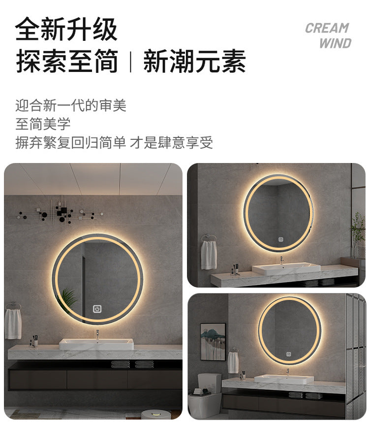 Espejo de Maquillaje de Tocador Grande con Luces, 3 Modos de Iluminación de Color Espejo de Maquillaje Redondo Iluminado con Control Táctil LED de Atenuación