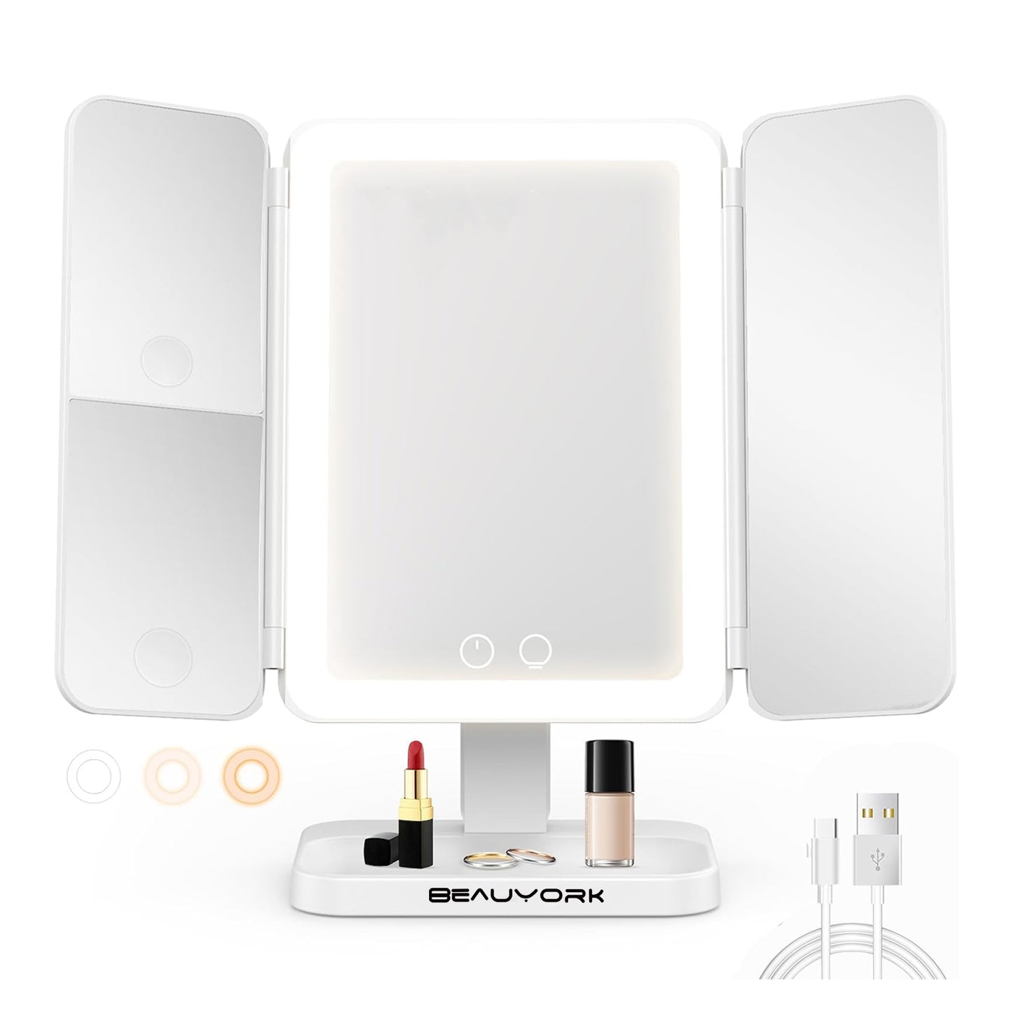 Espejo de maquillaje con luz led Recargable