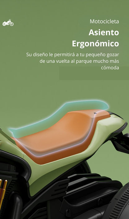 Motocicleta eléctrica para niños, diseño con mando a distancia, asiento cómodo y carga rápida,  juguete para niños y niñas