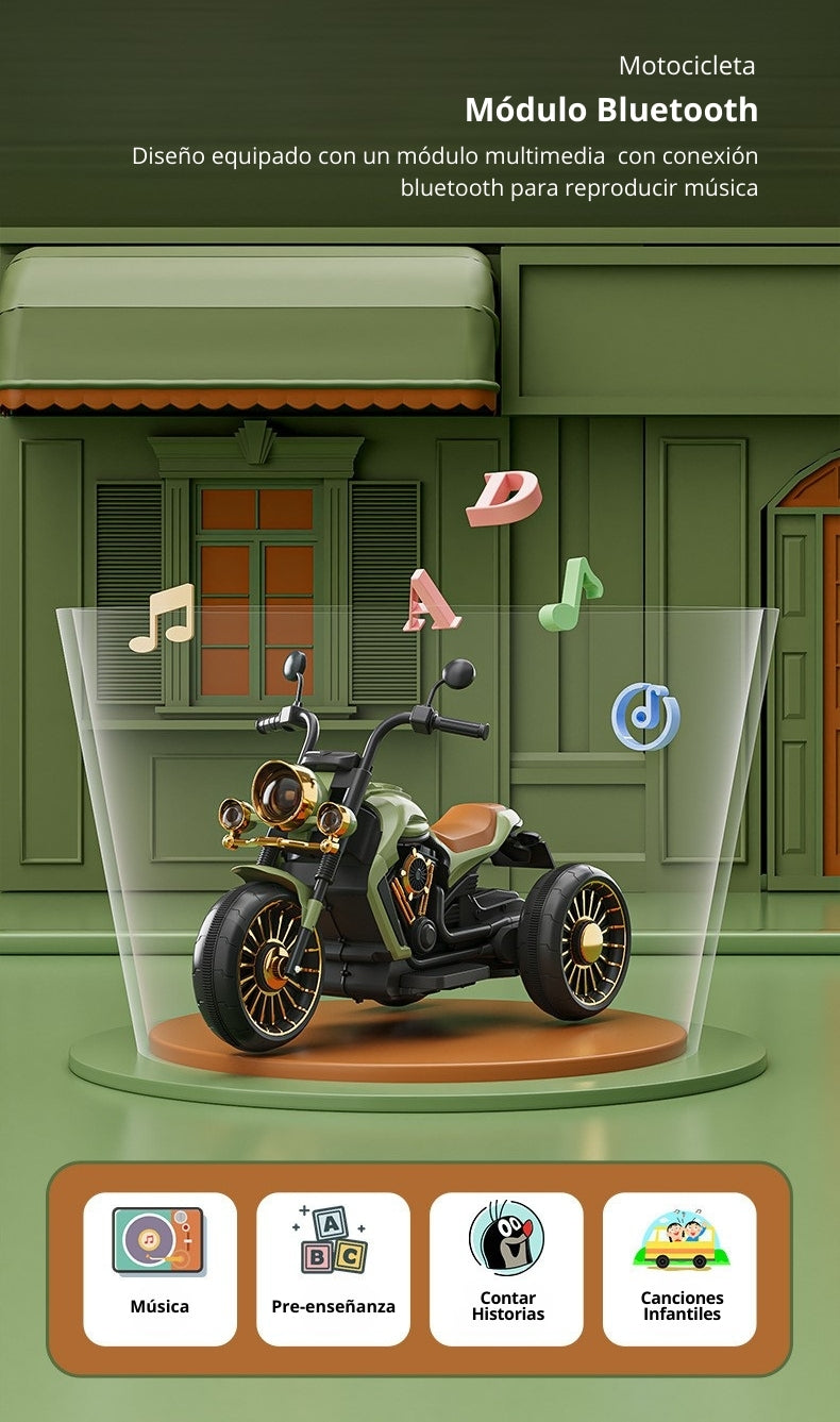 Motocicleta eléctrica para niños, diseño con mando a distancia, asiento cómodo y carga rápida,  juguete para niños y niñas