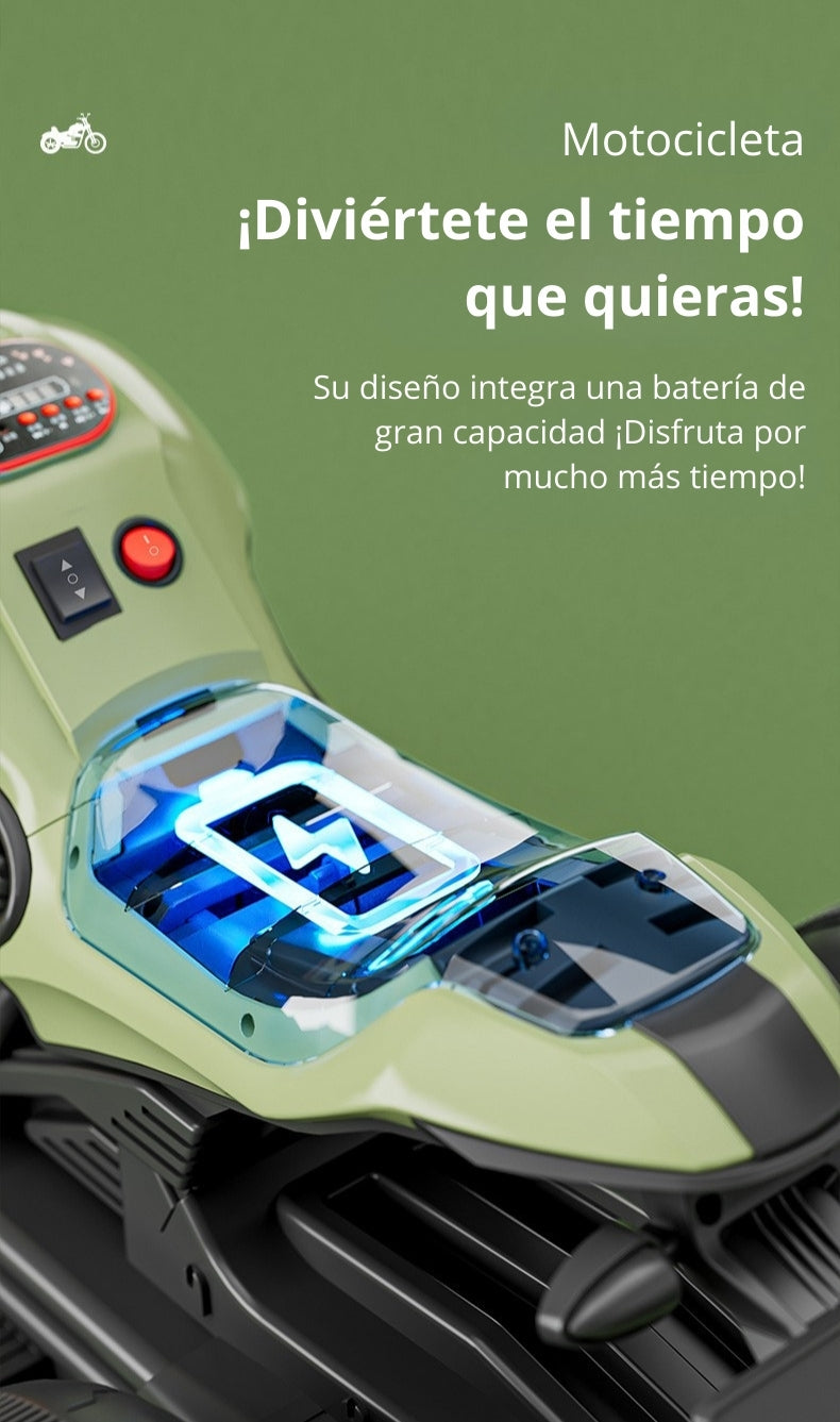 Motocicleta eléctrica para niños, diseño con mando a distancia, asiento cómodo y carga rápida,  juguete para niños y niñas