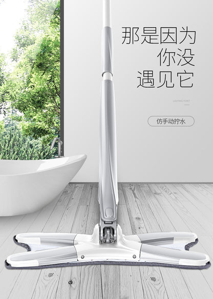 Trapeador blanco, mopa de microfibra para limpieza de madera dura, mopa húmeda giratoria de 360 grados, color blanco