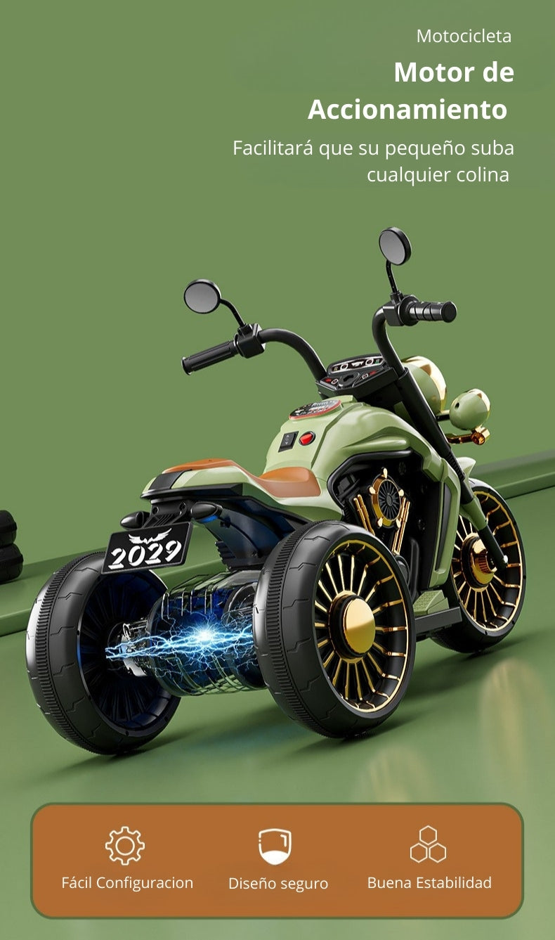 Motocicleta eléctrica para niños, diseño con mando a distancia, asiento cómodo y carga rápida,  juguete para niños y niñas