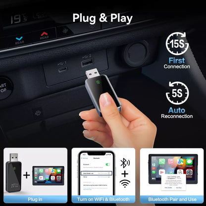 Carplay Inalambrico Adaptador Para Auto Portatil Para Apple