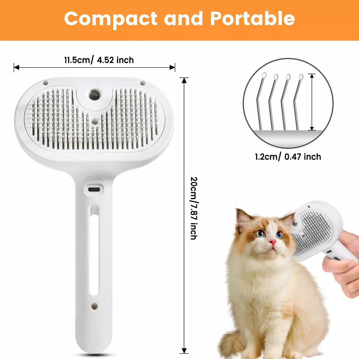 Cepillo de Vapor Para Mascotas Metálico