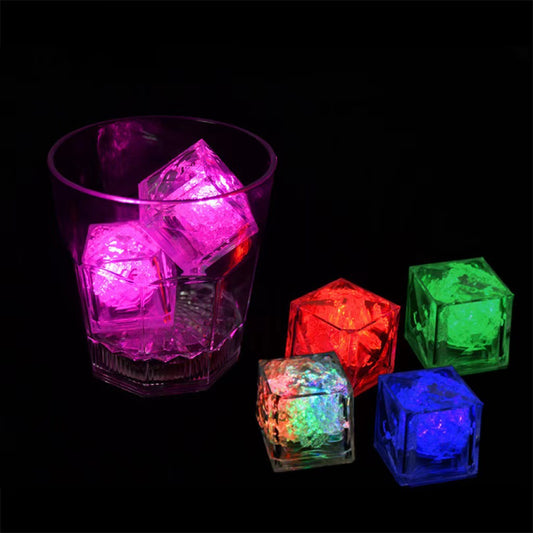 Cubitos de hielo LED impermeables, 120 piezas multicolor intermitentes que brillan en la oscuridad, luces LED para bar, club, beber, fiesta, vino, decoración de bodas.