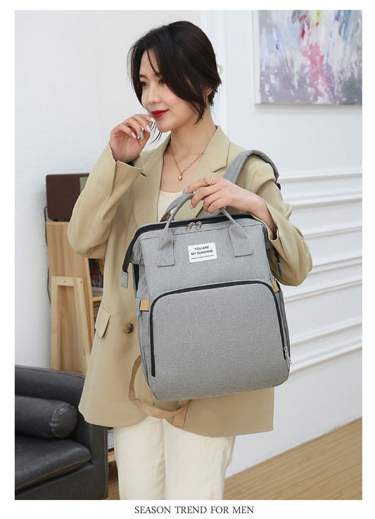 Mochila Pañalera Multifuncional，Bolsa de Aislamiento Impermeable de Gran Capacidad Mejorada，Múltiples Compartimentos de Almacenamiento，Cuna Convertible
