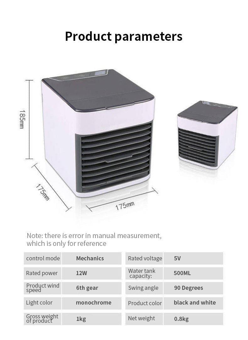 Aire Acondicionado 3 en 1: Ventilador Purificador Humidificador, Conexión USB, 7 Colores, 3 Velocidades. Mini Aire Acondicionado Portátil de Enfriamiento.