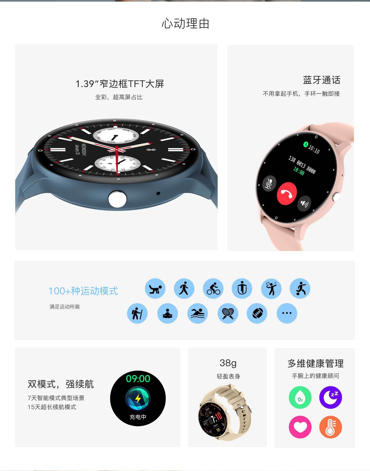 Smartwatch Reloj Inteligente Llamadas Bluetooth Impermeable IP67, Pantalla HD de 1.39", 120 Modos Deportivos, Compatible con Iphone y Android