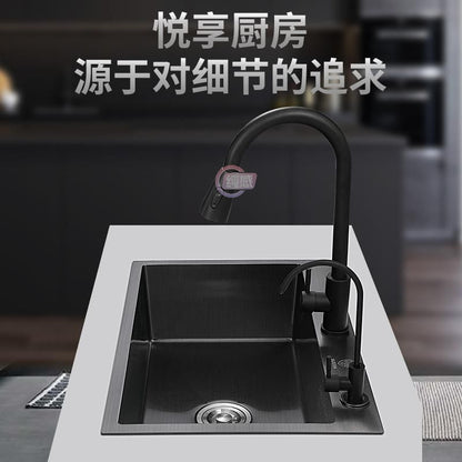 Fregadero de cocina para el hogar, fregadero de acero inoxidable, lavabo grande de una sola ranura, nano lavabo negro, fregadero doméstico debajo del mostrador