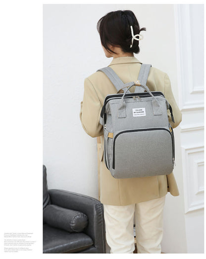 Mochila Pañalera Multifuncional，Bolsa de Aislamiento Impermeable de Gran Capacidad Mejorada，Múltiples Compartimentos de Almacenamiento，Cuna Convertible