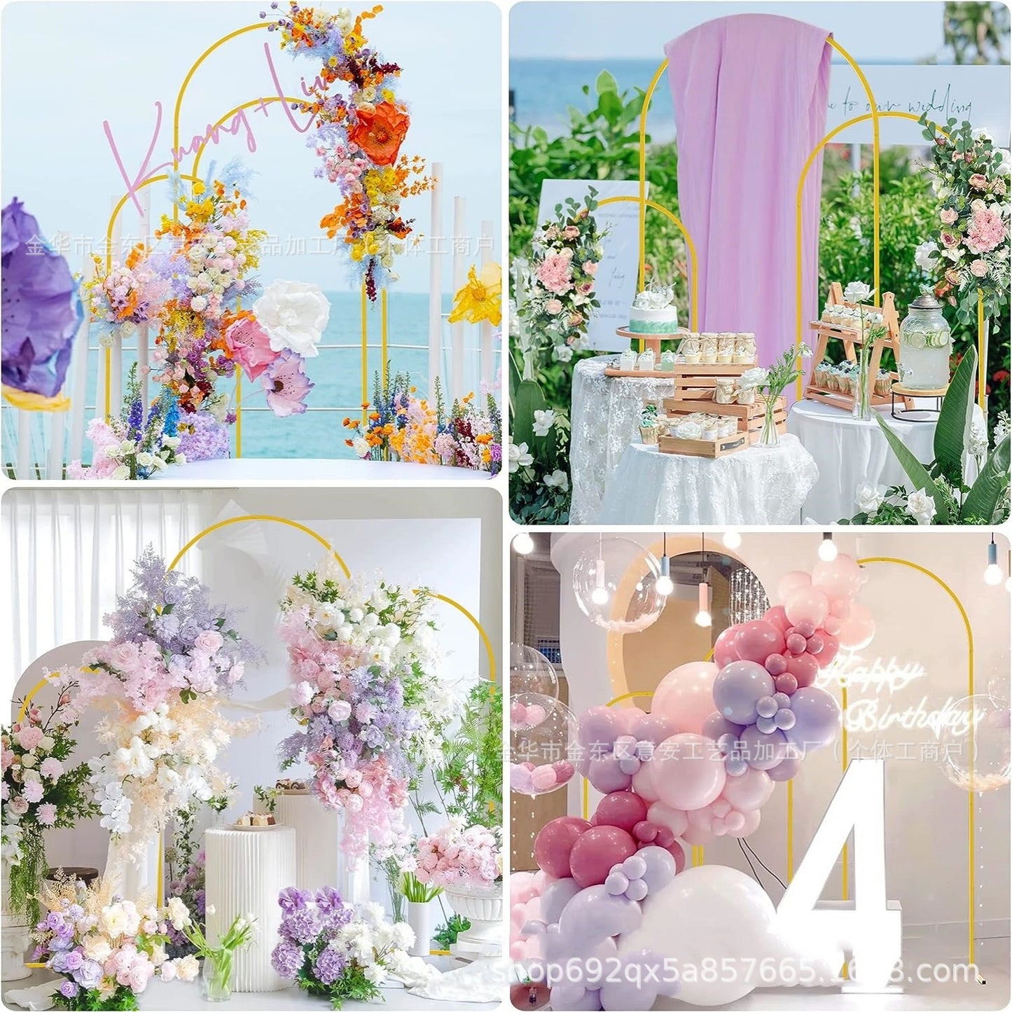 Camino de flores artificiales, guirnalda de flores rústicas, arreglos florales, ceremonia de boda, telón de fondo, arco, flores, centros de mesa, decoraciones