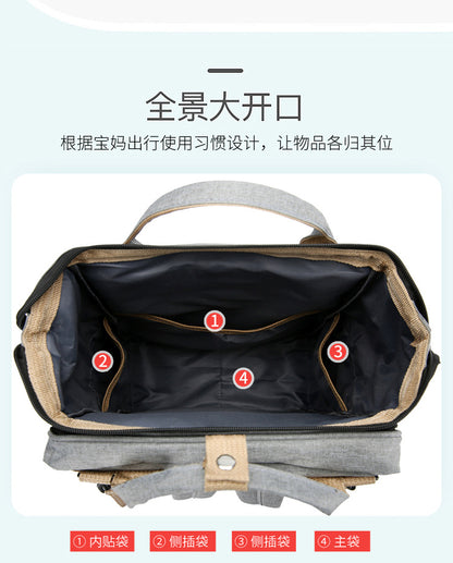 Mochila Pañalera Multifuncional，Bolsa de Aislamiento Impermeable de Gran Capacidad Mejorada，Múltiples Compartimentos de Almacenamiento，Cuna Convertible