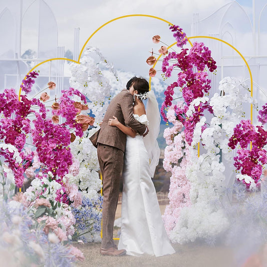 Camino de flores artificiales, guirnalda de flores rústicas, arreglos florales, ceremonia de boda, telón de fondo, arco, flores, centros de mesa, decoraciones