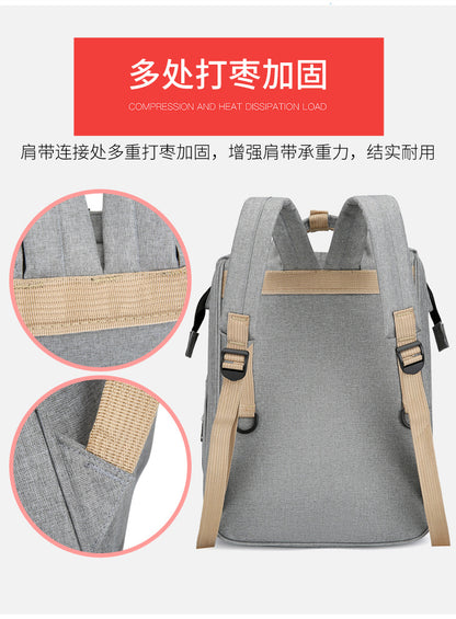 Mochila Pañalera Multifuncional，Bolsa de Aislamiento Impermeable de Gran Capacidad Mejorada，Múltiples Compartimentos de Almacenamiento，Cuna Convertible