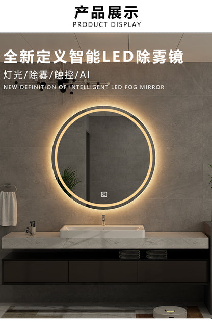 Espejo de Maquillaje de Tocador Grande con Luces, 3 Modos de Iluminación de Color Espejo de Maquillaje Redondo Iluminado con Control Táctil LED de Atenuación