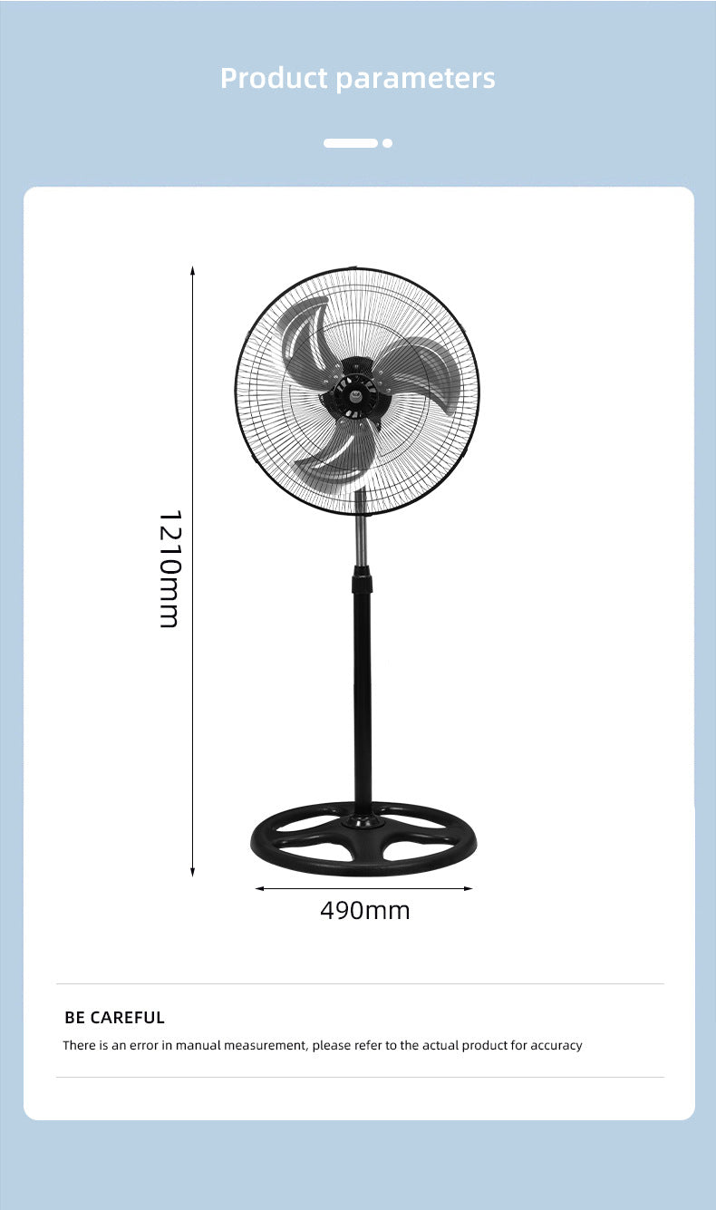 Ventilador Oscilante de Alta Velocidad de 18 Pulgadas, Diseño Industrial de 3 Velocidades con Aspas de Aluminio, Acabado Resistente