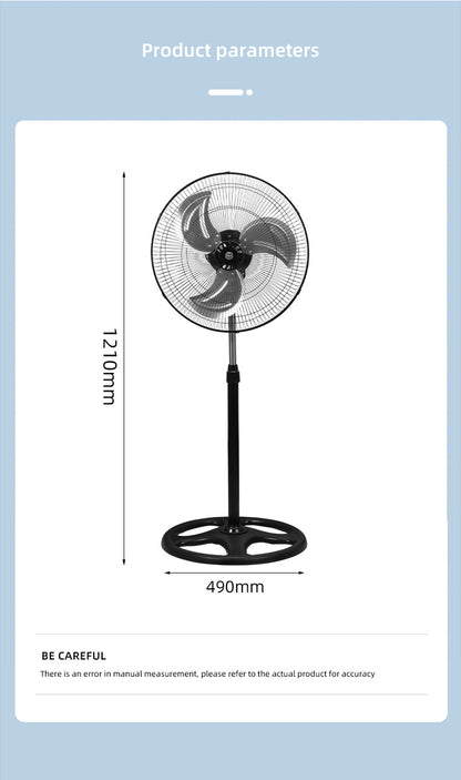 Ventilador Oscilante de Alta Velocidad de 18 Pulgadas, Diseño Industrial de 3 Velocidades con Aspas de Aluminio, Acabado Resistente