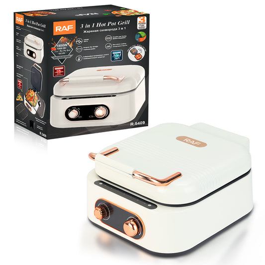 Plancha eléctrica para horno de Pizza y panqueques, sartén con calefacción de doble cara para hacer crepes profundos, parrilla para barbacoa, olla caliente