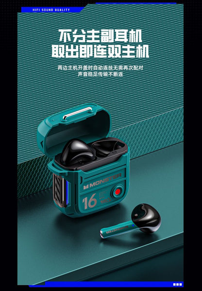 Auriculares Gaming Bluetooth Con Reducción de Ruido y Diseño Mécanico Monster XKT16