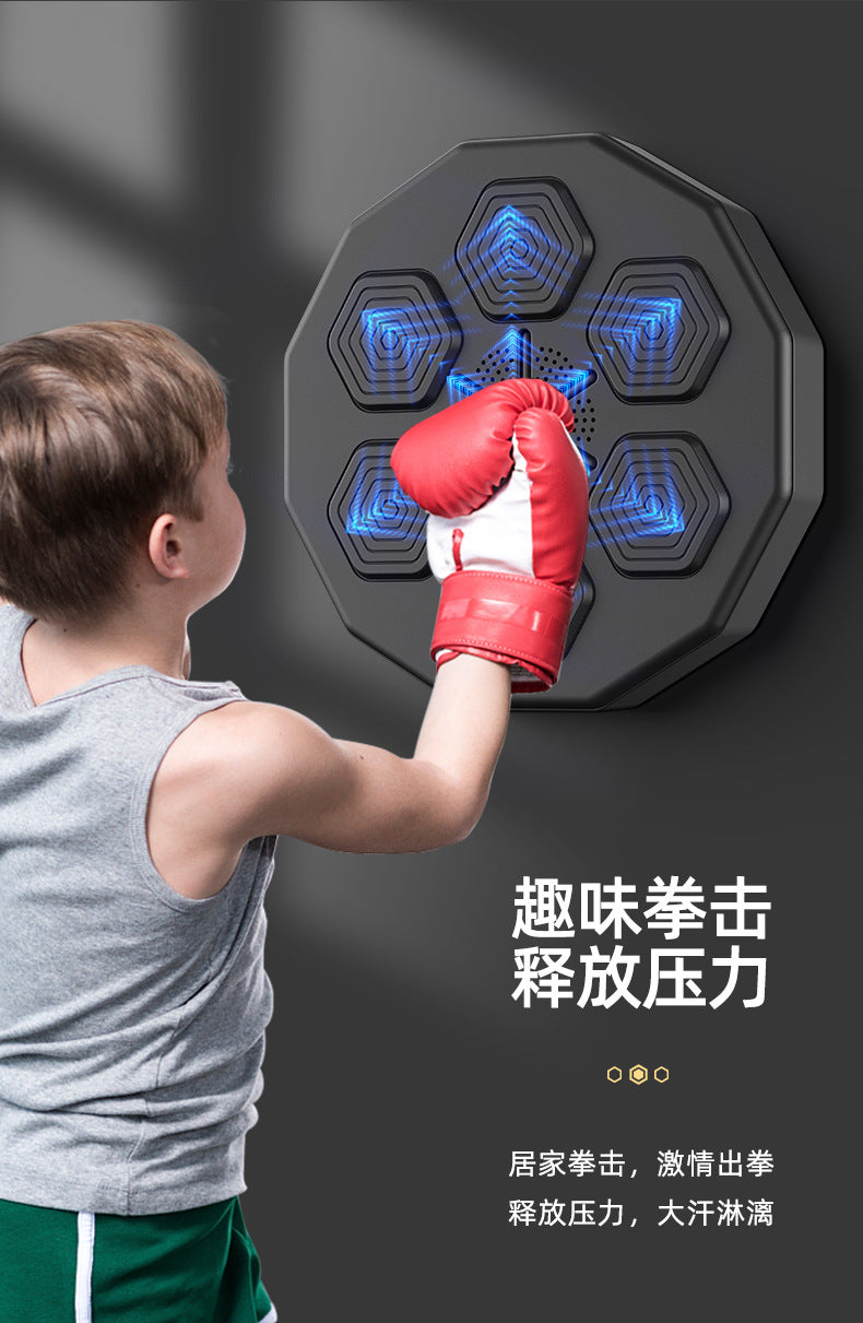 LNNLMM Máquina De Boxeo Musical De 15,7 X 15,7 Pulgadas (con Guantes), Máquina De Boxeo Montada En La Pared, Carga USB + Conexión Bluetooth, para Niños/Adultos/Entrenamiento En Casa